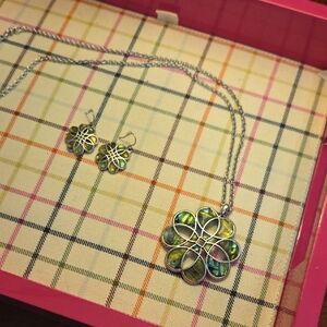 Lucky Brand Silver and Green Necklace with Intricate Detailing